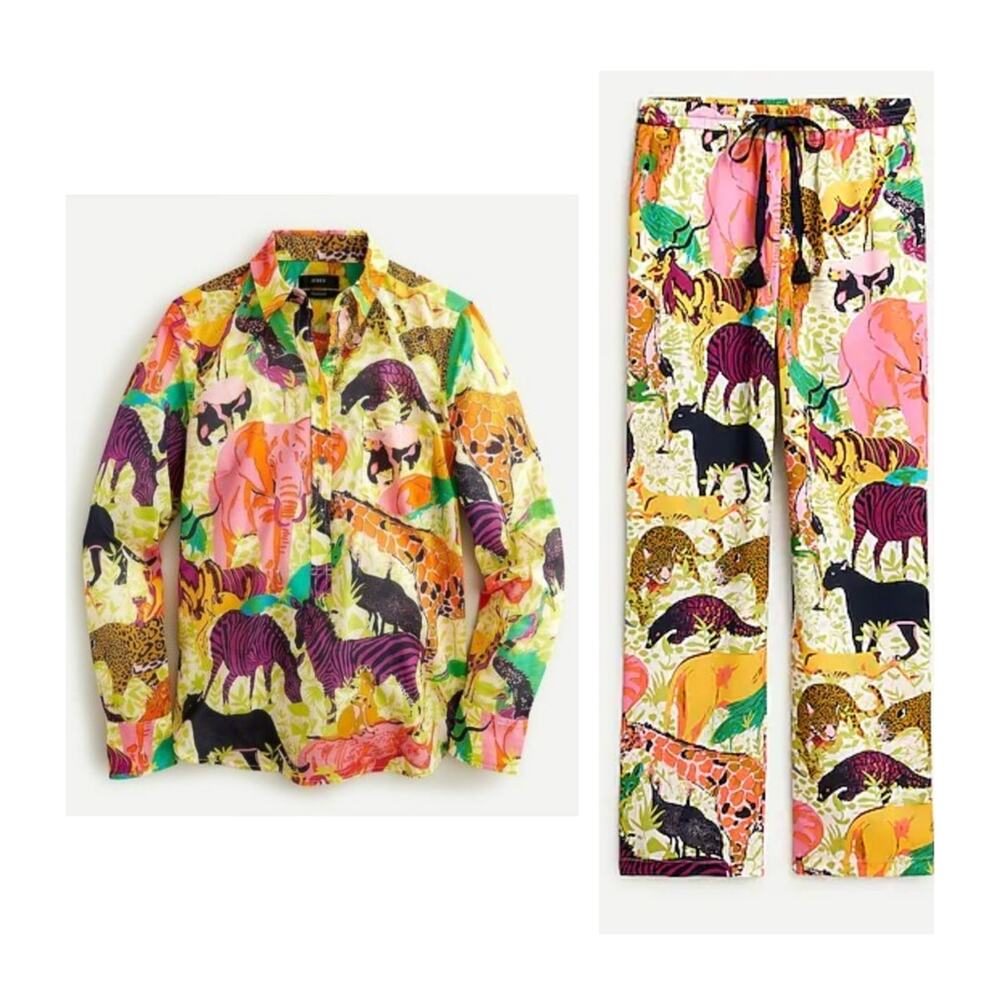J Crew Ratti Safari Popover Top and pants set